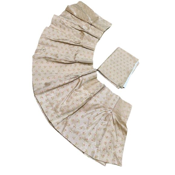 Vtg Beige Drapery/PatchWork Material,fabric,pink Tulip Flowers CottageCore Grany - Picture 2 of 8